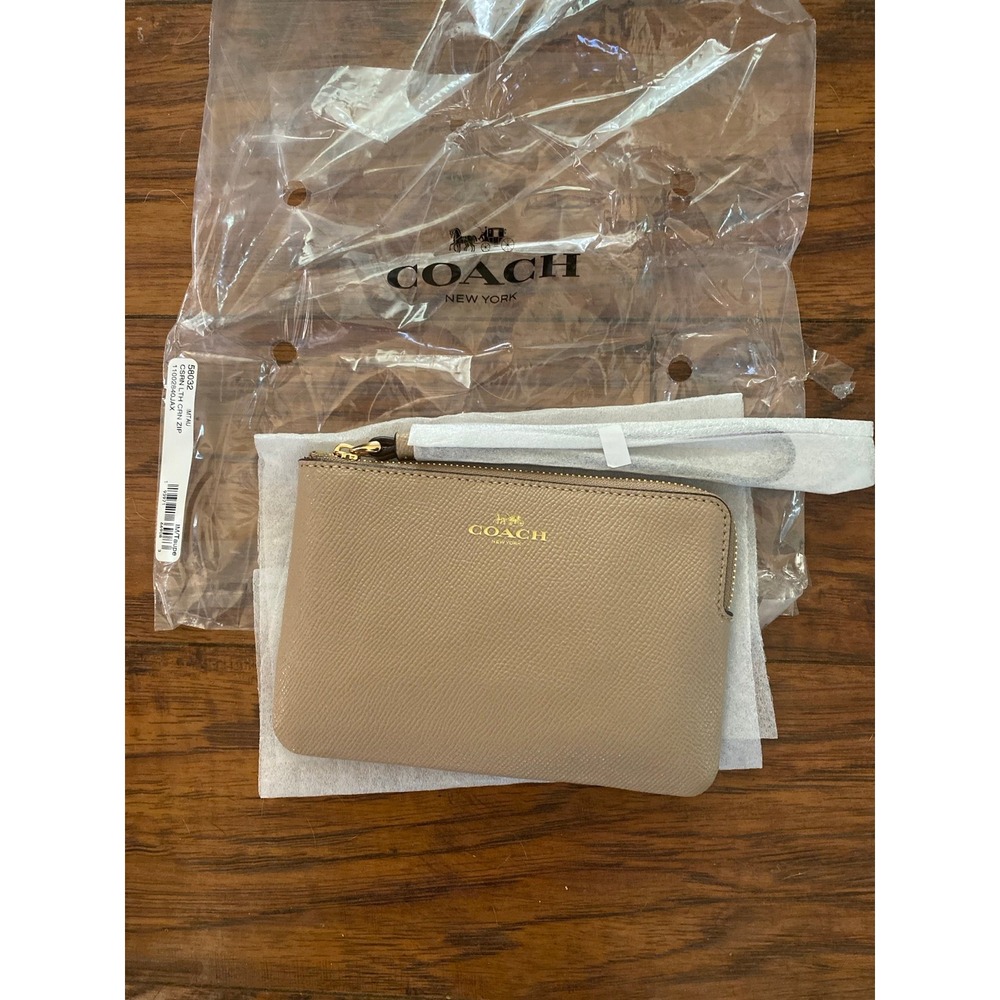 Coach Leather Wristlet Tan